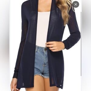 Club Monaco Open Knit linen blend  Cardigan navy blue ,